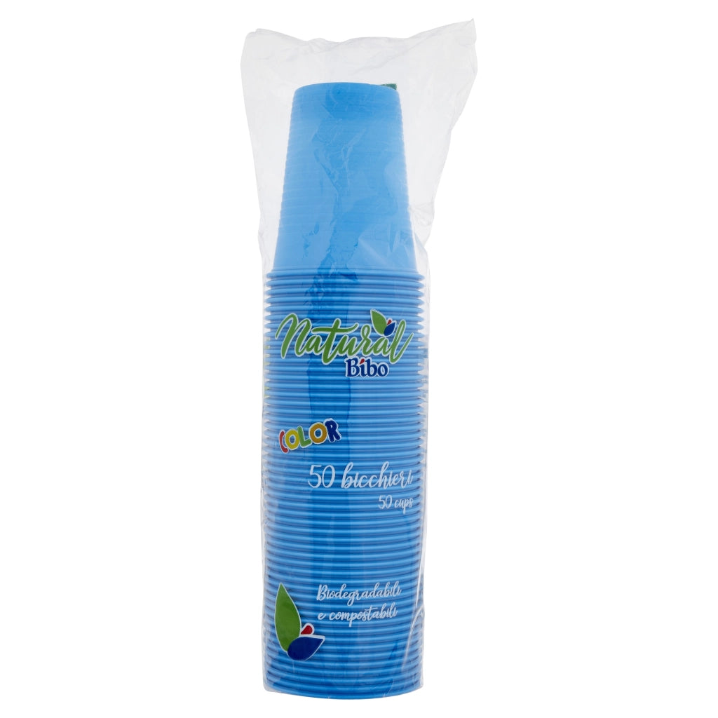 MAURY'S BIOPLASTIC BICCHIERI 200ML 50 PEZZI IN COLORAZIONE AZZURRA
