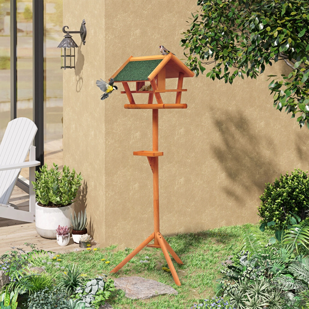 Mangiatoia per uccelli con piede e nido ¨C Minimal ¨C Legno 150cm