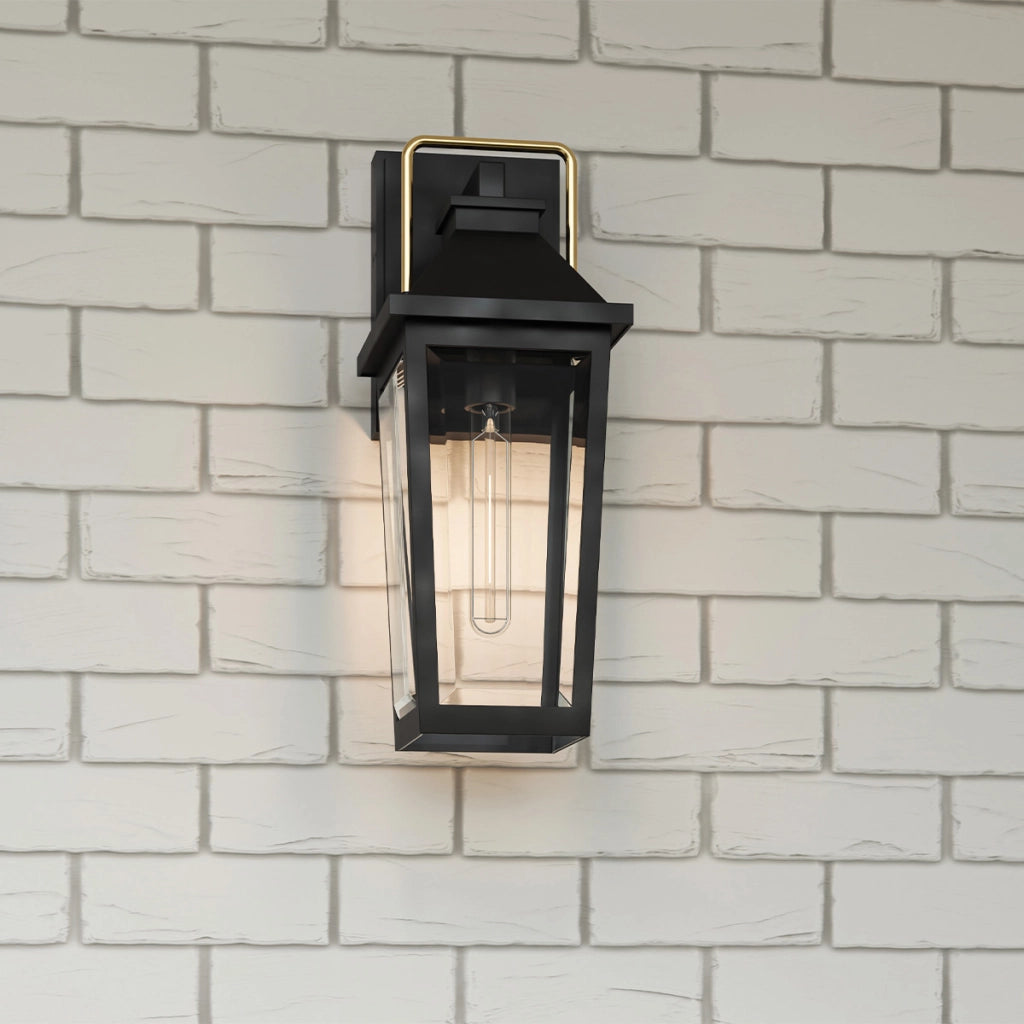 Applique esterna lanterna classica nera ottone E27 40W IP44