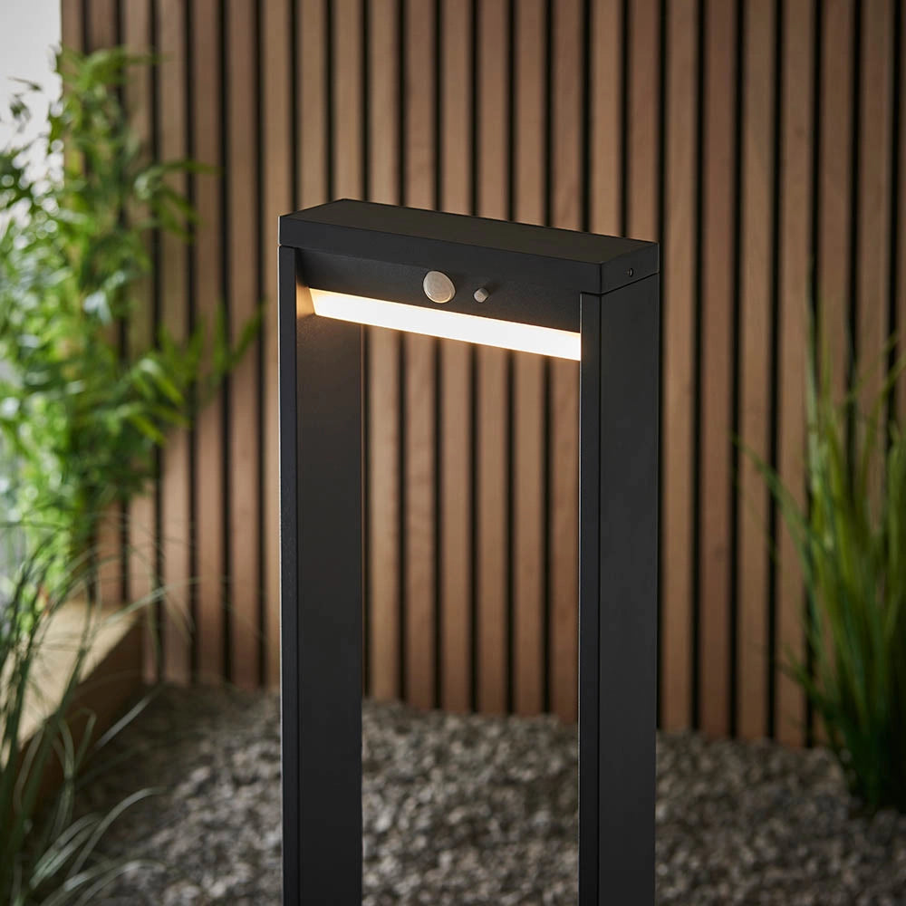 Paletto solare giardino 50cm con sensore PIR nero LED