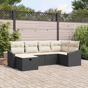 Set di divani con cuscino 6 pcs Nero e Crema polyrattan 3359276