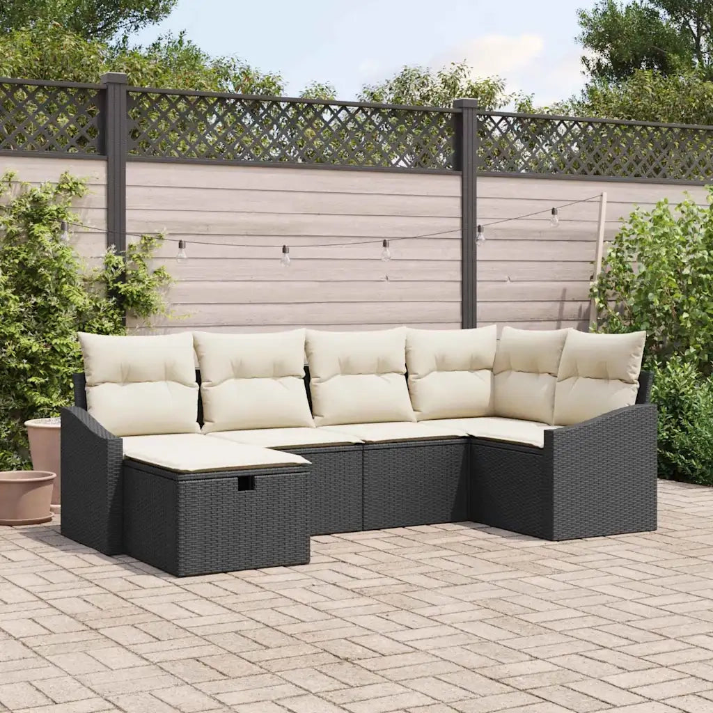 Set di divani con cuscino 6 pcs Nero e Crema polyrattan 3359276