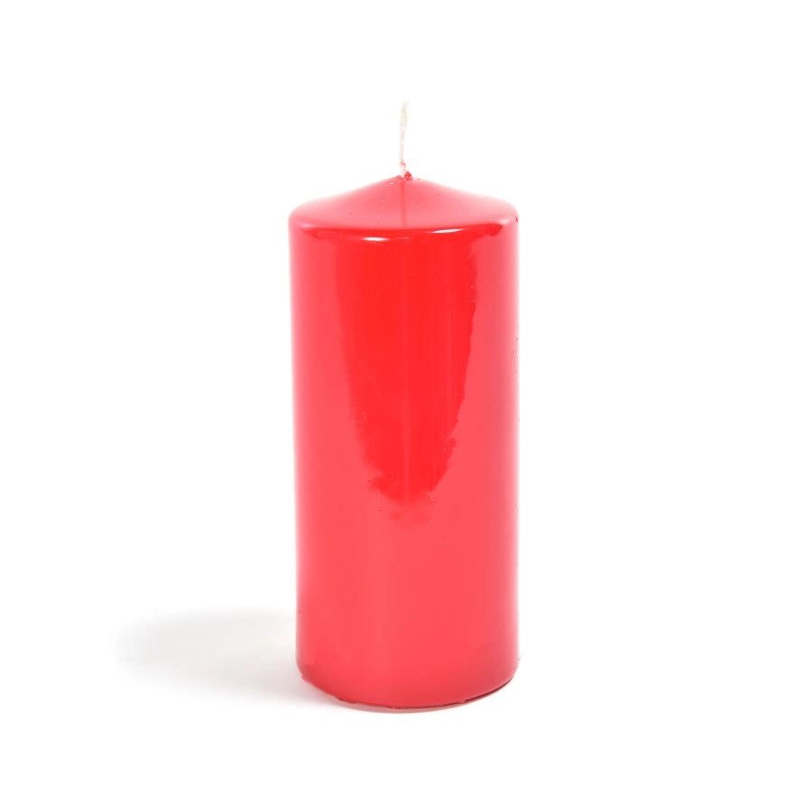 CANDELA ROSSA PILLAR LUCIDA CERA  DIAM 6X12H CM DI MERCURY