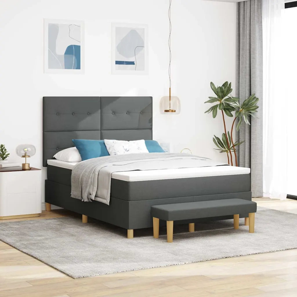 Letto a molle con materasso Grigio scuro 160 x 200 cm Tessuto