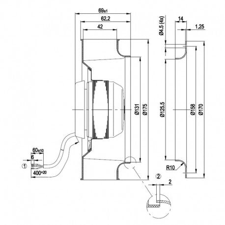 Ventilatore centrifugo EBM R2S175-AB56-01