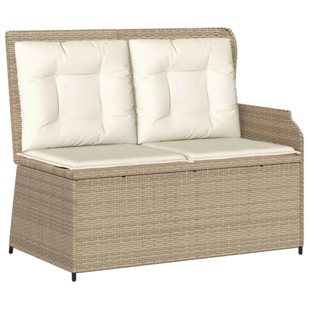 Panchina da giardino con cuscino Nero e Bianco Crema polyrattan 3394444