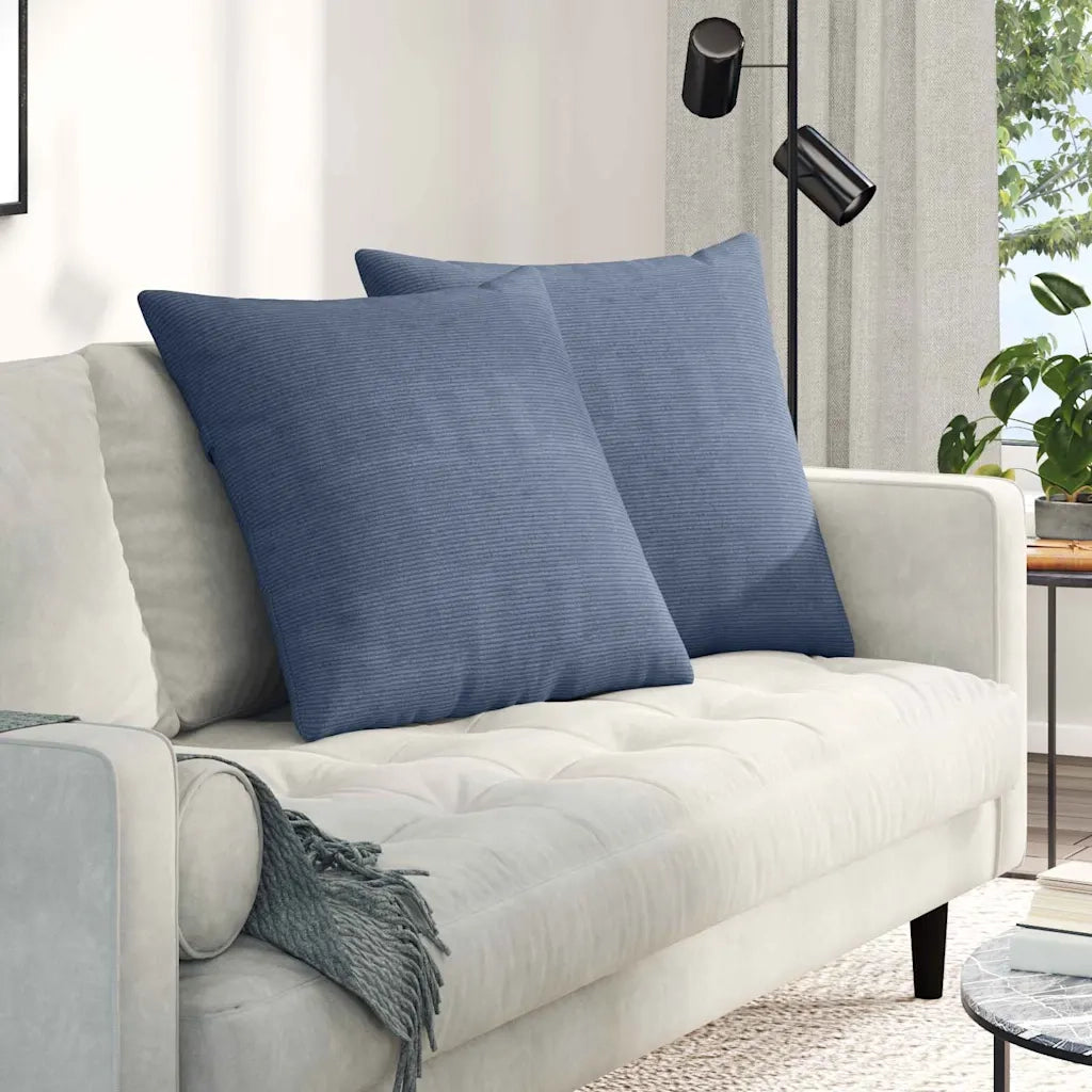 Cuscini da Divano 2 pz | Cuscini per sedie Blu 60 x 60 cm Tessuto in Cords