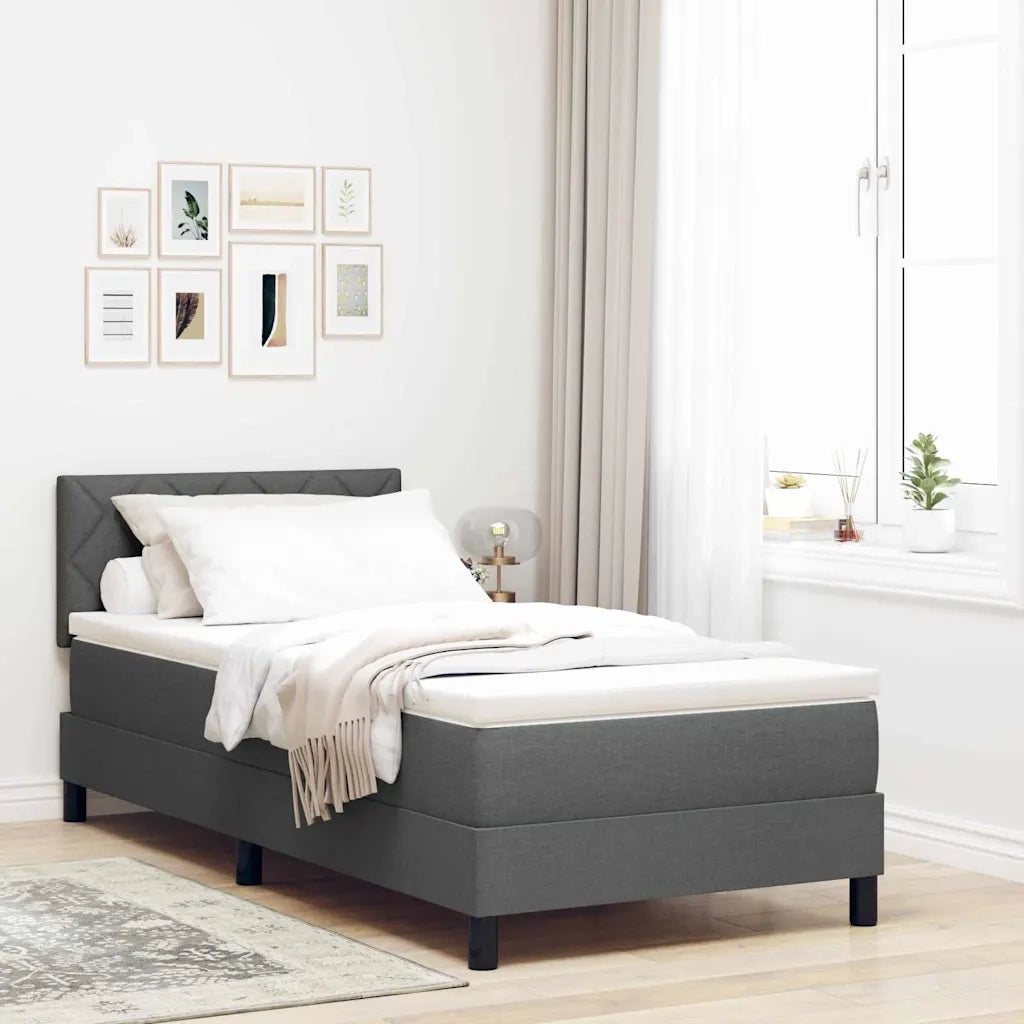 Letto a molle con materasso Grigio scuro 90 x 200 cm Tessuto 3342255
