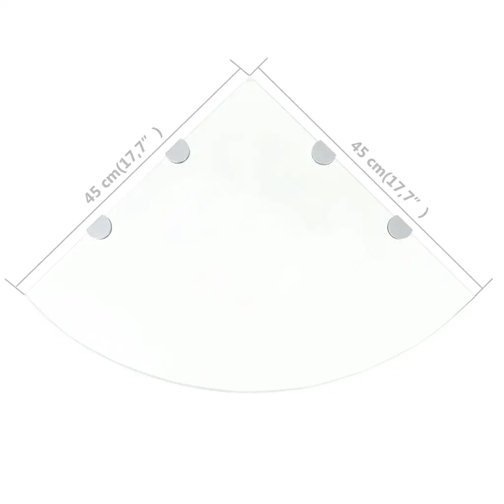 Scaffale Angolare con Supporto in Cristallo Vetro Chiaro 45x45 cm 243854