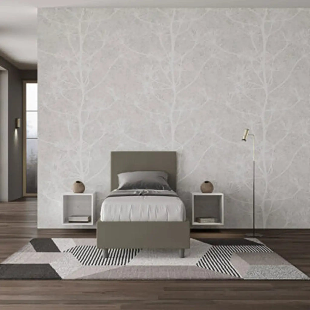 Letto singolo senza rete imbottito 80x210 similpelle cappuccino Adele