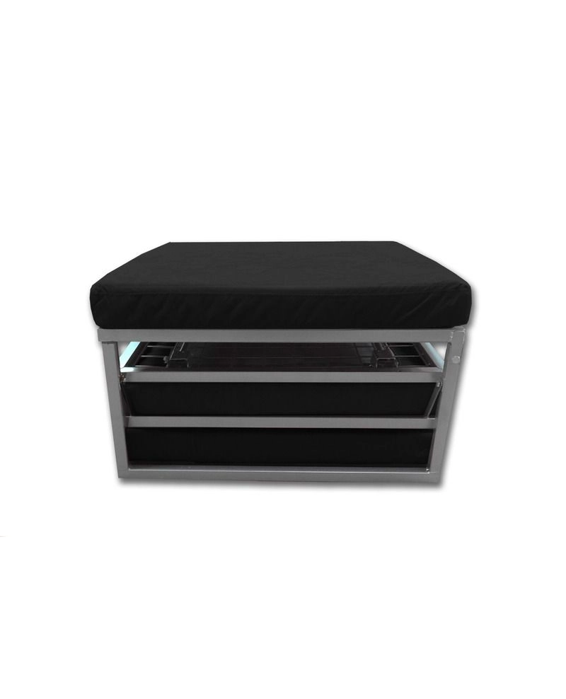 Pouf letto a scomparsa, letto richiubibile in microfibra nero Sicorage Appy