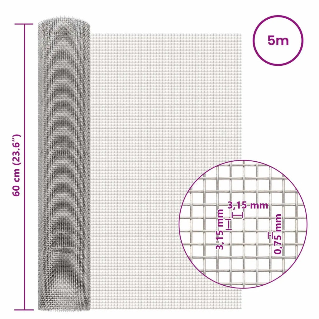 Rete per schermatura 60 x 500 cm 6 Mesh Argento 42039651