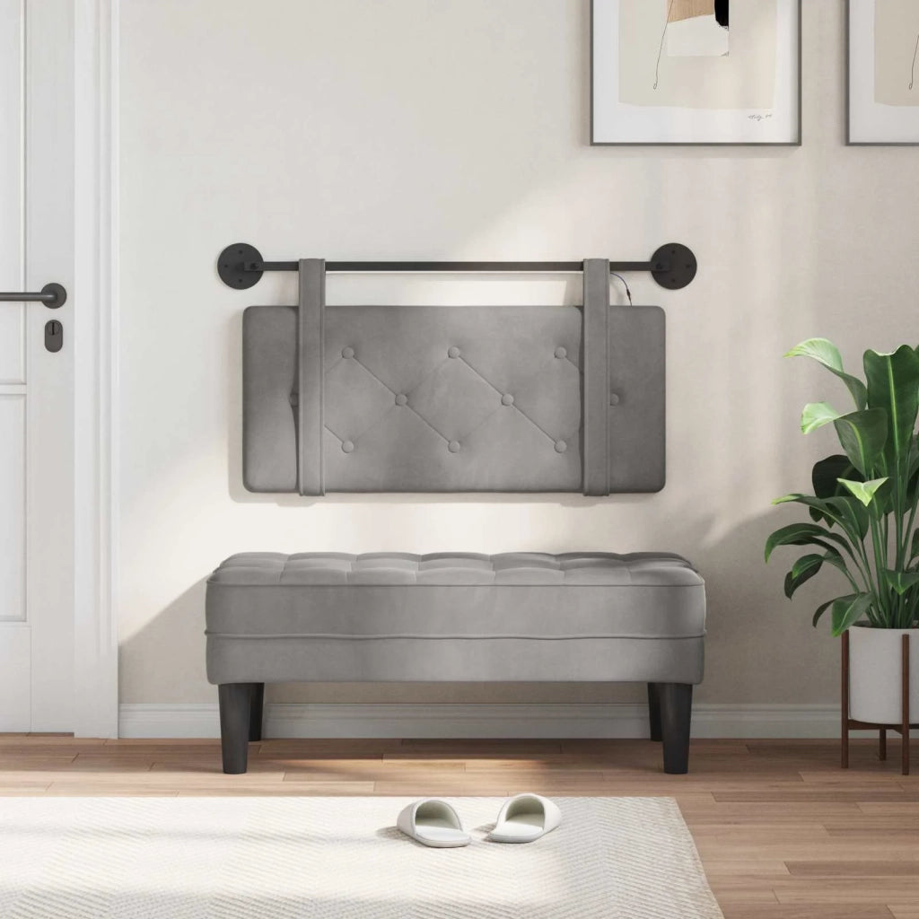 Testiera sospesa Con luce LED Grigio Chiaro Velluto 3424083