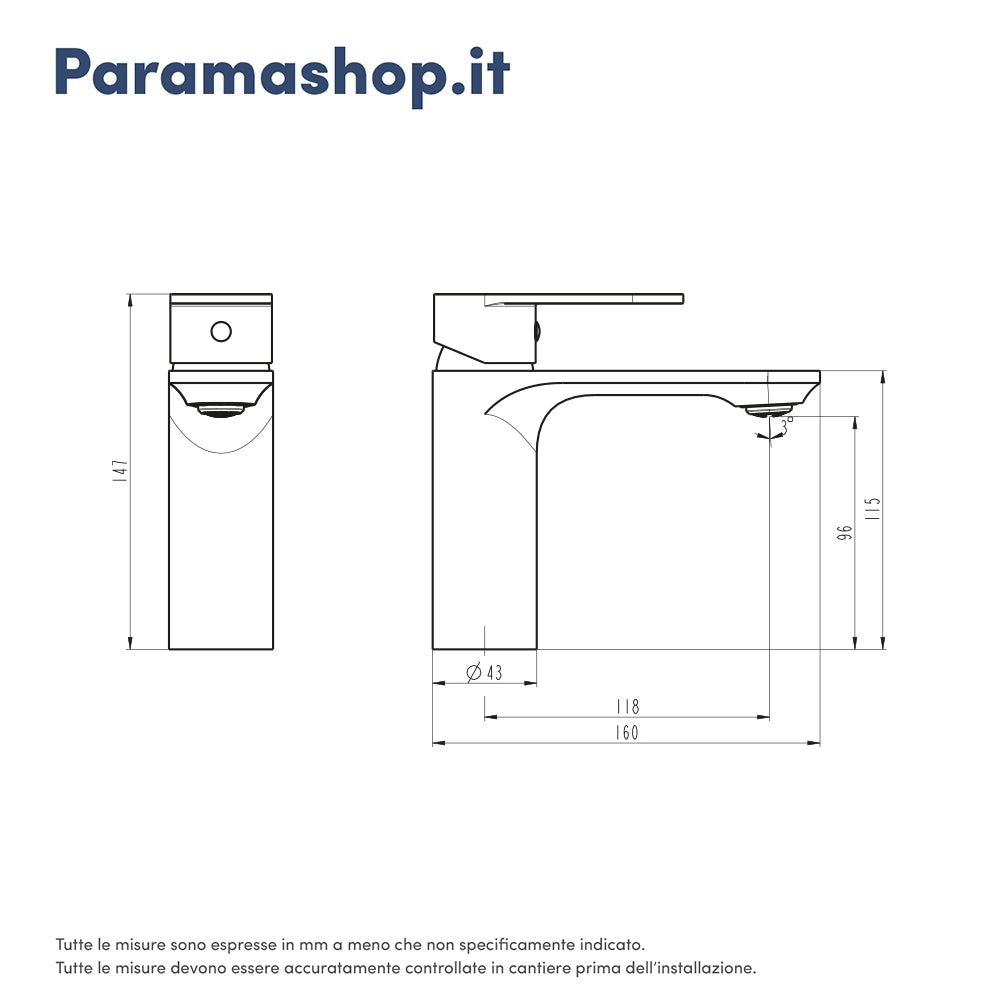 Miscelatore lavabo senza scarico cromato | Kerry
