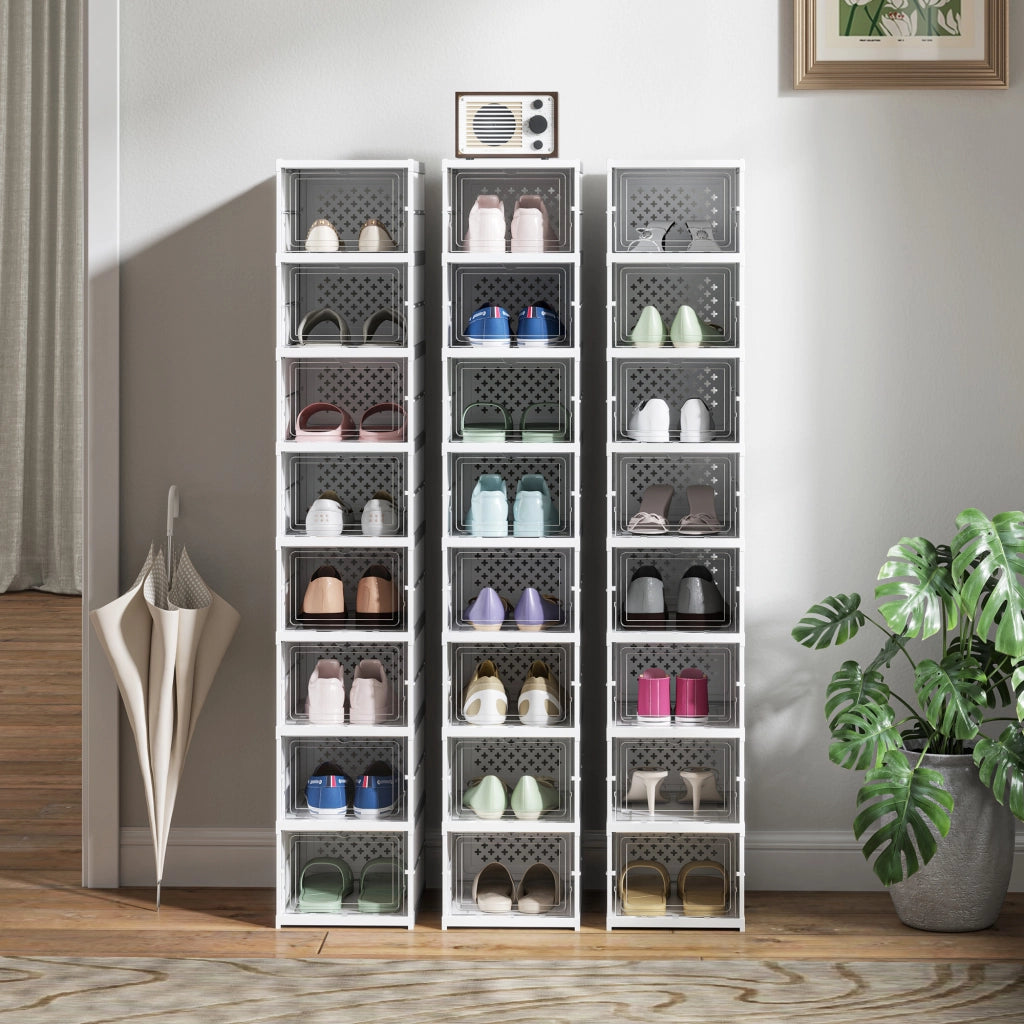 Scatola Portascarpe Impilabile Trasparente ¨C Xylo ¨C 8 Pezzi Pieghevole Bianco