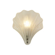 Applique Shell 1Lt, metallo argento satinato e vetro smerigliato IP44