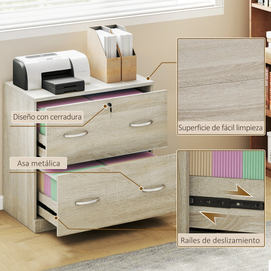 Scrivania con cassetti e cassettiera per archiviazione ¨C Zephmum ¨C 77x42x72 cm Legno Naturale