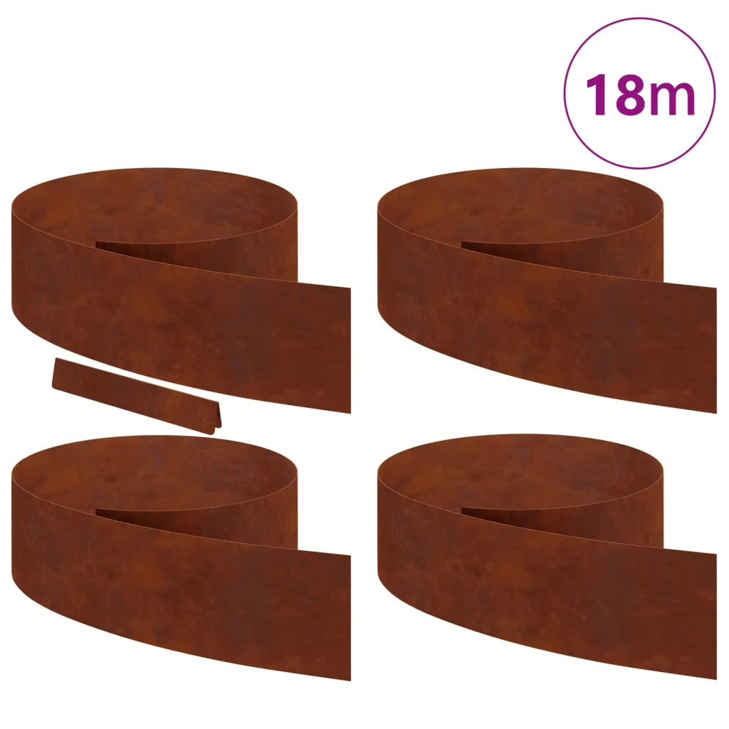 Bordura per Prato 4 pcs Ruggine 450 x 0,05 x 20 cm 868033