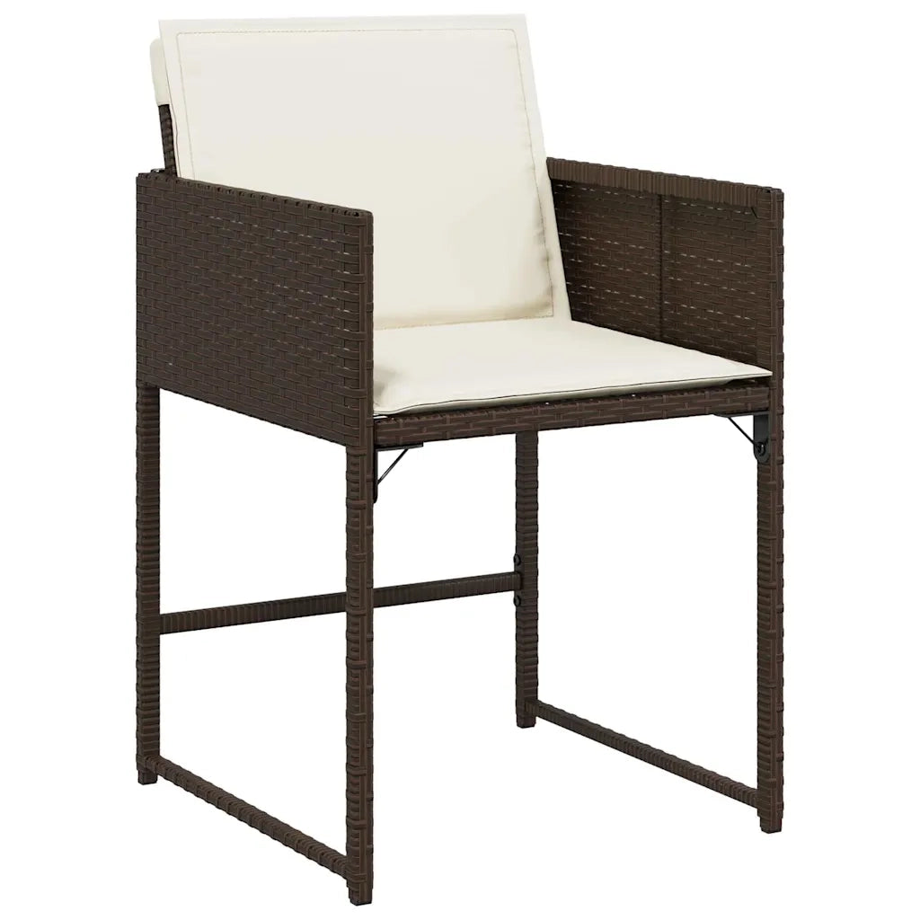 Set da Pranzo da Giardino 9pz con Cuscini Marrone in Polyrattan 3278084