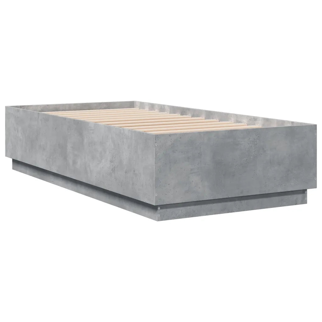 Letto singolo | Letto per adulti | Giroletto Grigio Cemento 90x190 cm in Legno Multistrato