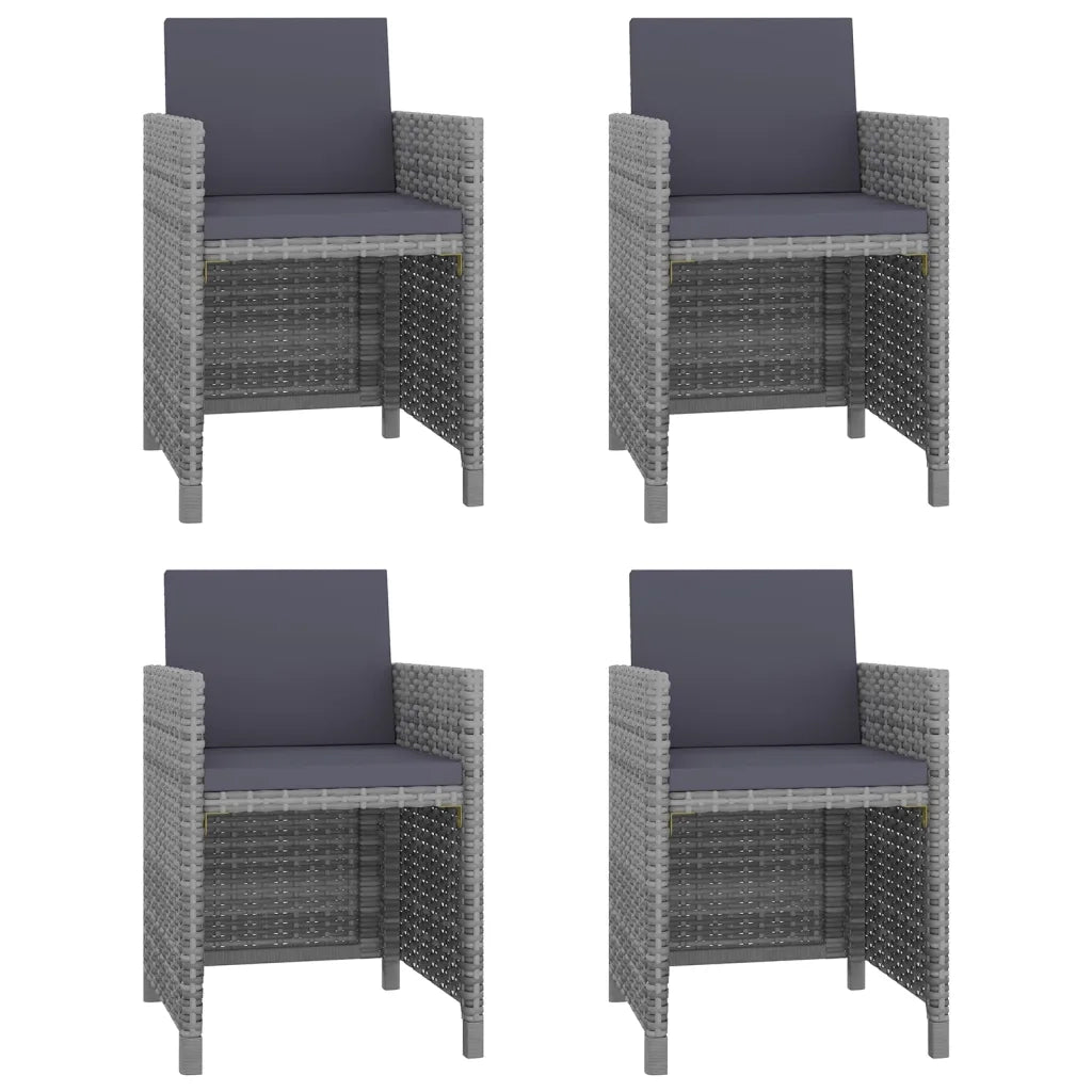 Set da Pranzo da Giardino 5 pz con Cuscini in Polyrattan Grigio 43901
