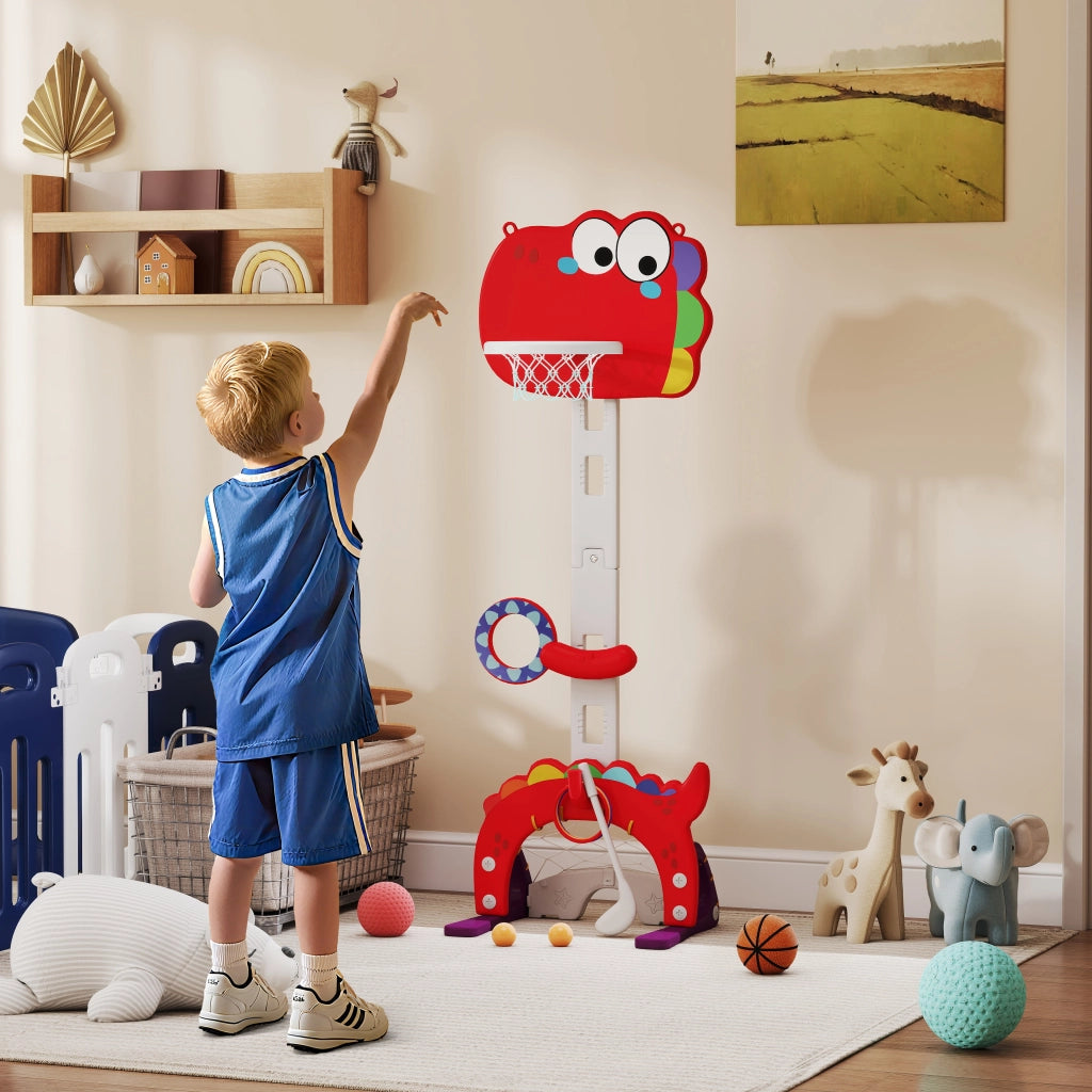 Canestro Basket Bambini Altezza Regolabile con Palla ¨C zephmum ¨C Rosso