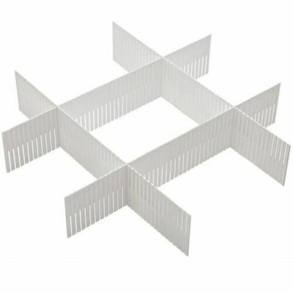 Trade Shop - Divisorio Per Cassetti Set Divisore 3 Pezzi Separatore In Plastica Bianco -