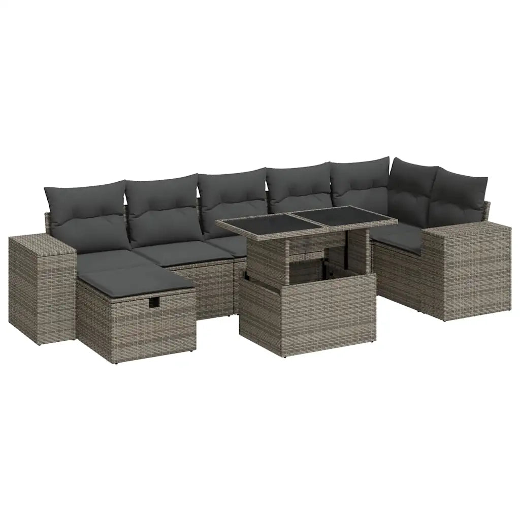 Set Divano da Giardino 5 pz con Cuscini Grigio in Polyrattan 3327950