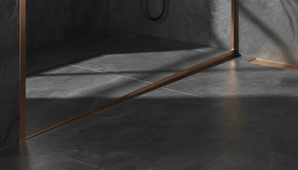 Profilo Doccia Pendenzato 100cm Brush Copper sinistra
