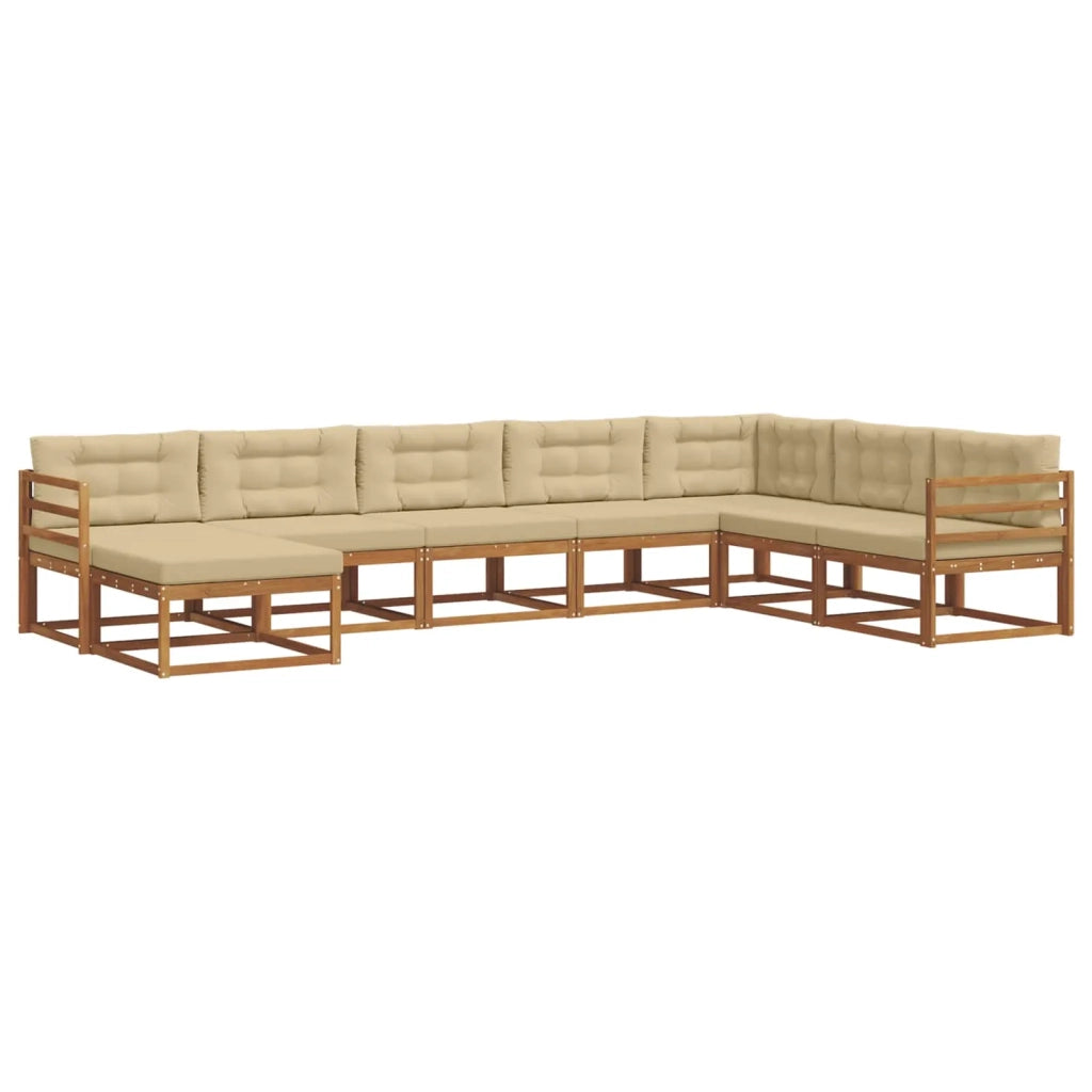 Set di divani da esterno con cuscino 8 pcs Naturale e Beige 3367986