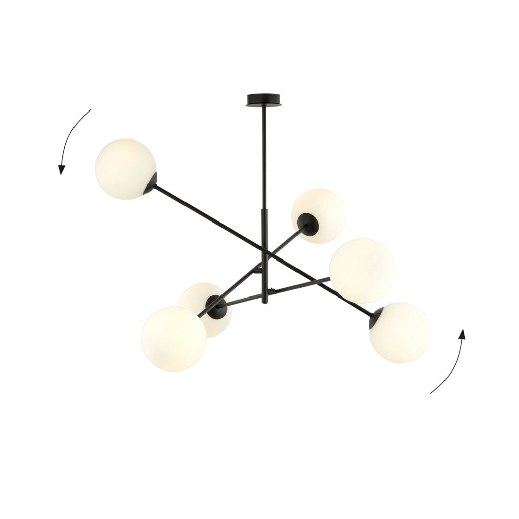 Lampadario Emibig Linear 6 nero/opalino 6xE14 102cm
