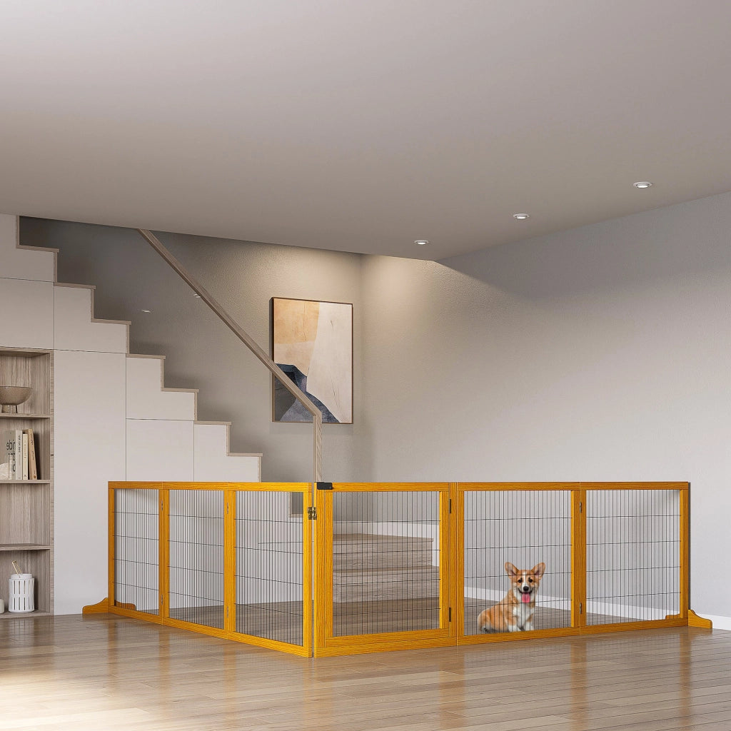 Cancello per Cani Pieghevole ¨C Minimal ¨C Legno e Acciaio 432x36x70cm