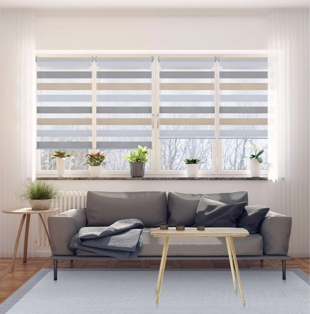 Tenda a Rullo giorno / notte installazione senza foratura EasyFix Bianco-grigio-beige 60x180 cm