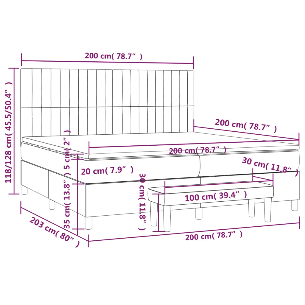 Giroletto a Molle con Materasso Tortora 200x200 cm in Tessuto 3136785