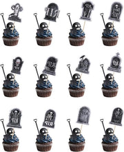 Decorazioni per Cupcake Halloween 24 pezzi con Mini Scheletri - Tema Cimitero per Feste e Compleanni