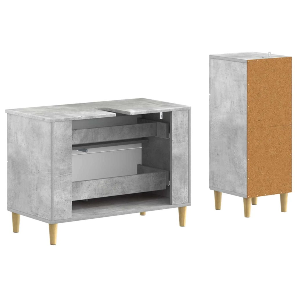 Set di Armadi da Bagno da 2 Pezzi DELFT Grigio Cemento 3417705