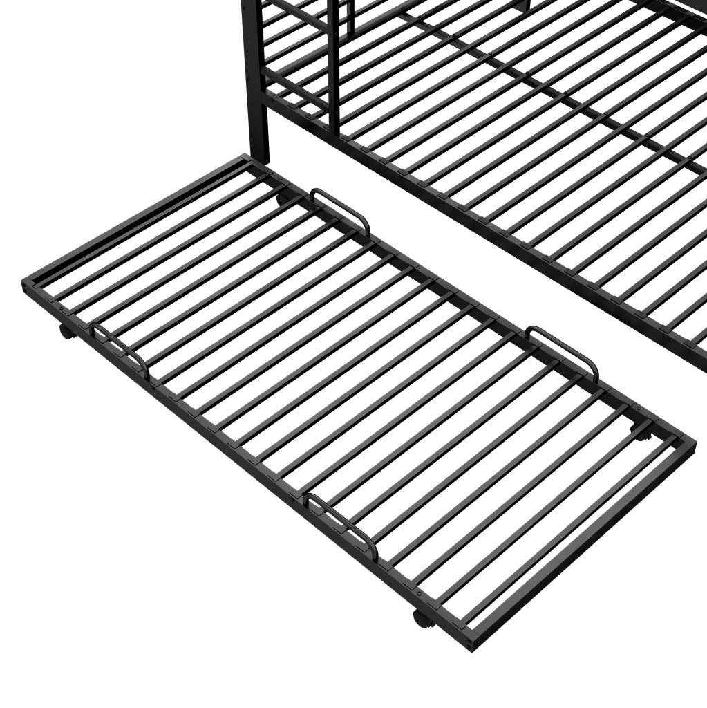 Letto a castello in metallo 140x200 cm con letto estraibile; nero