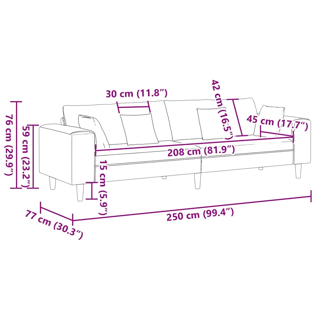 Divano Giallo 250 x 77 x 76 cm Velluto 3335159