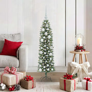 Albero di Natale Artificiale Sottile Verde e Bianco 120 cm 3395272