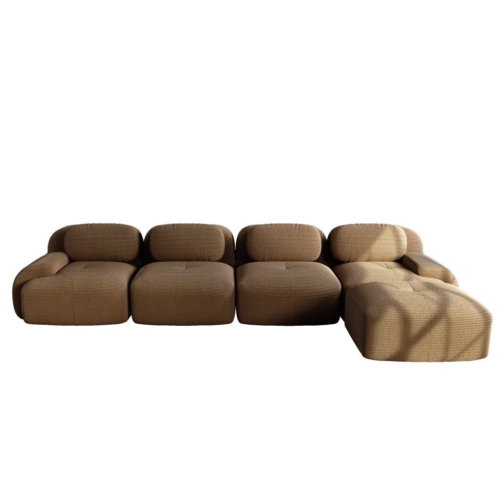 Divano Angolare 4 Posti con Chaise Longue ¨C Xylo ¨C Marrone, Braccioli Extra Larghi