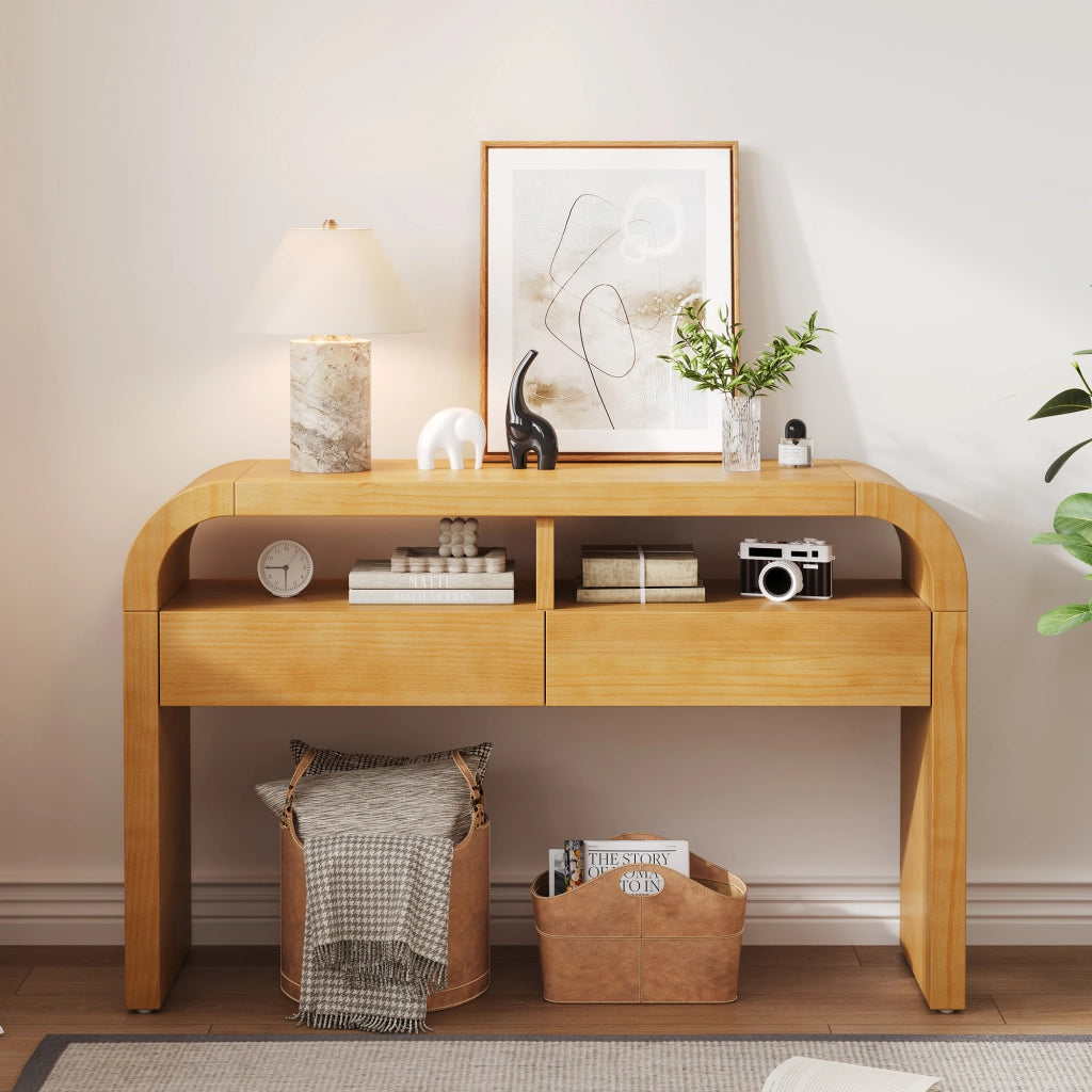 Consolle Ingresso con Cassetti e Ripiani ¨C Xylo ¨C Slim, Legno, Naturale