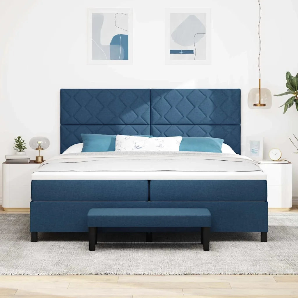 Letto a molle con materasso Blu 200 x 200 cm Tessuto 3344176