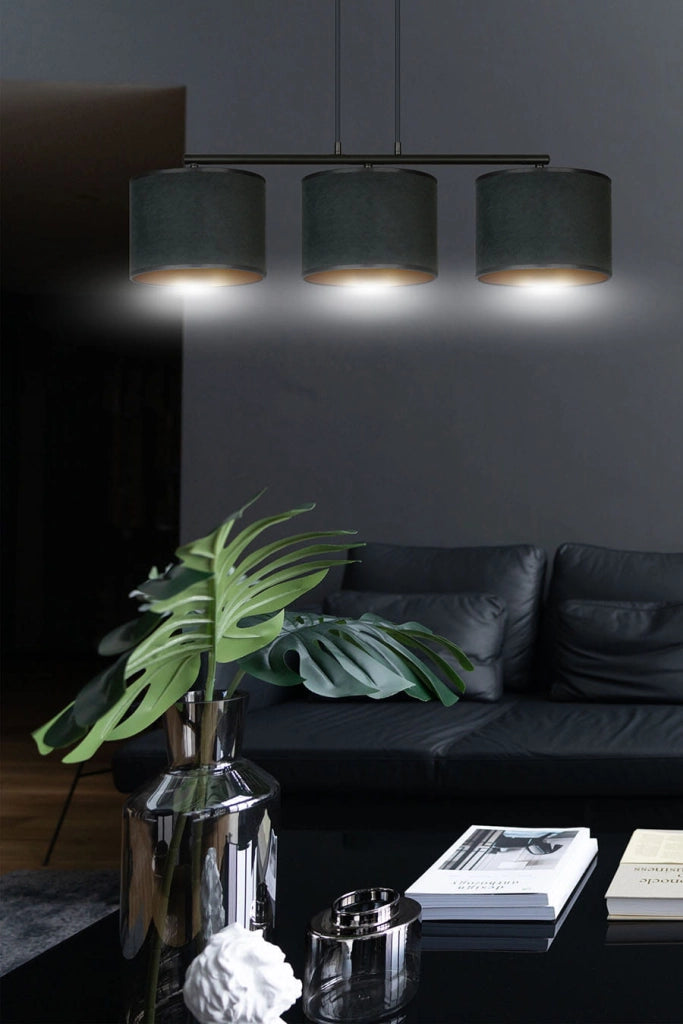 Lampadario Emibig Hilde 3 luci E27 nero oro 72cm H100cm