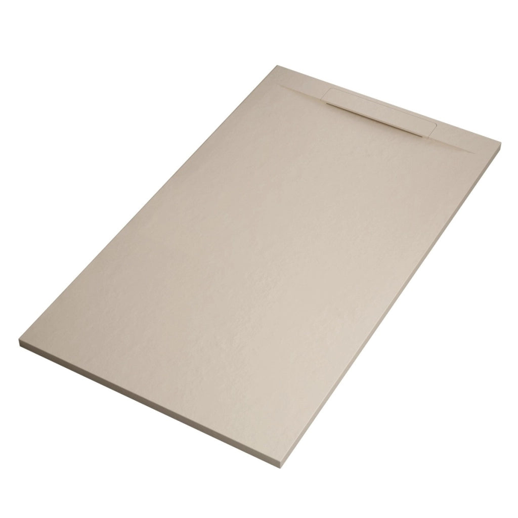 Piatto doccia in marmoresina crema effetto pietra cemento vincent, misura 80x150