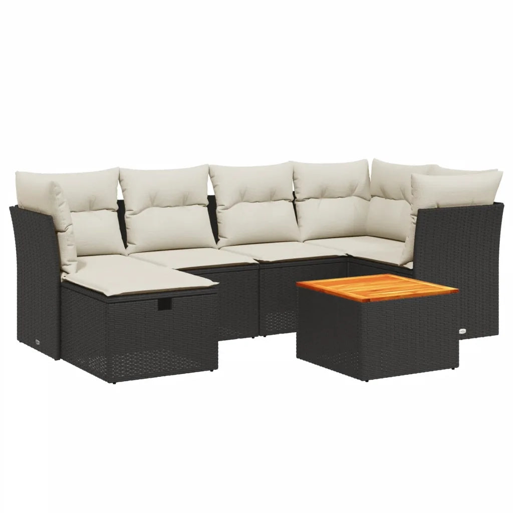 Set Divani da Giardino con Cuscini 7pz Nero Polyrattan 3264724