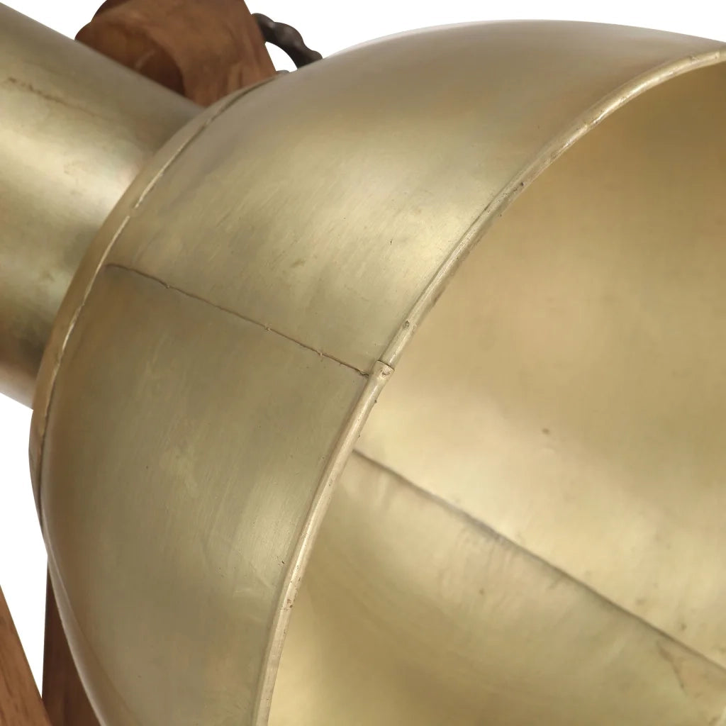 Lampada da Pavimento Ottone E27 in Legno Massello di Mango CFW5681535