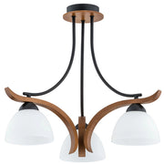 Lampadario Alfa Bafia 3 luci E27 60W legno metallo