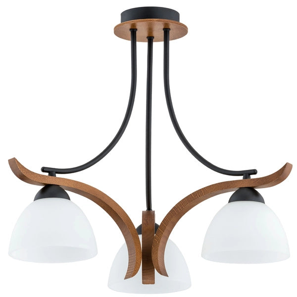 Lampadario Alfa Bafia 3 luci E27 60W legno metallo