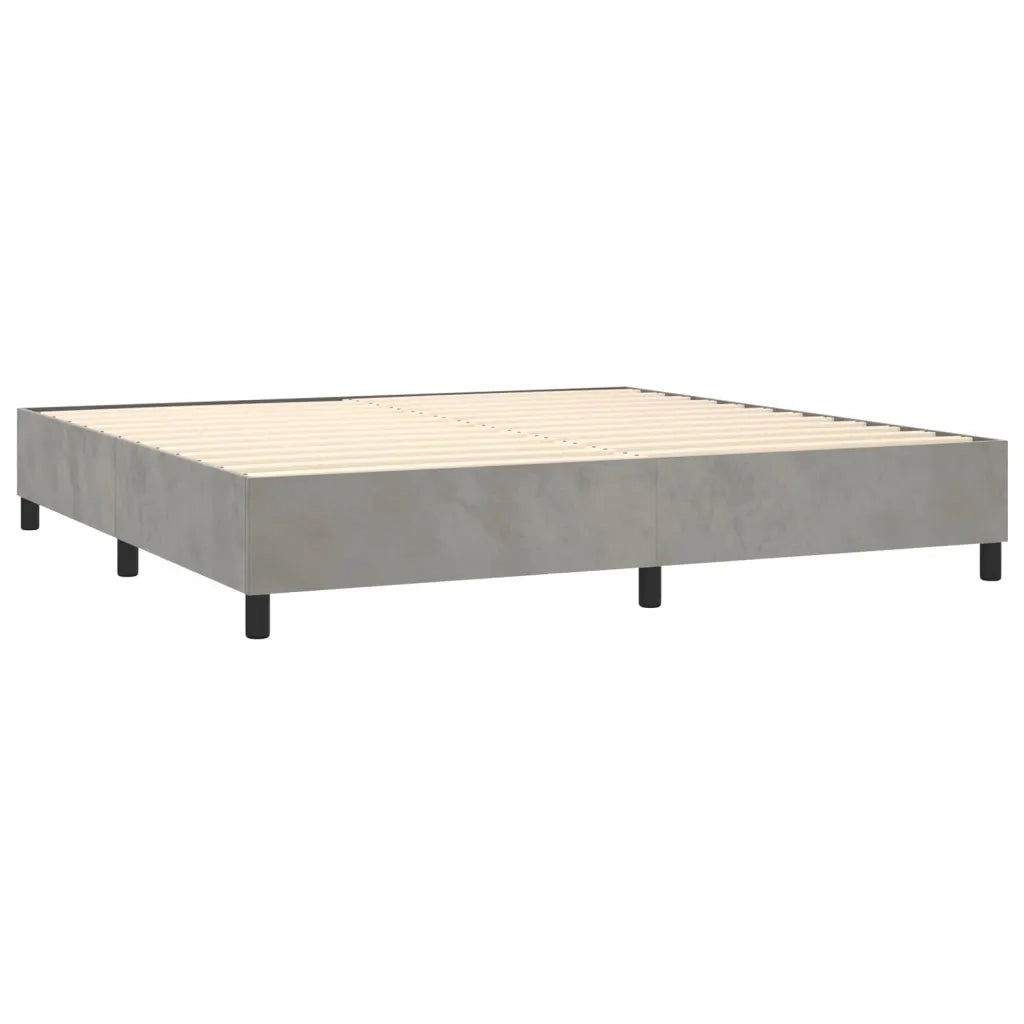 Letto a Molle Materasso e LED Grigio Chiaro 200x200 cm Velluto 3136023
