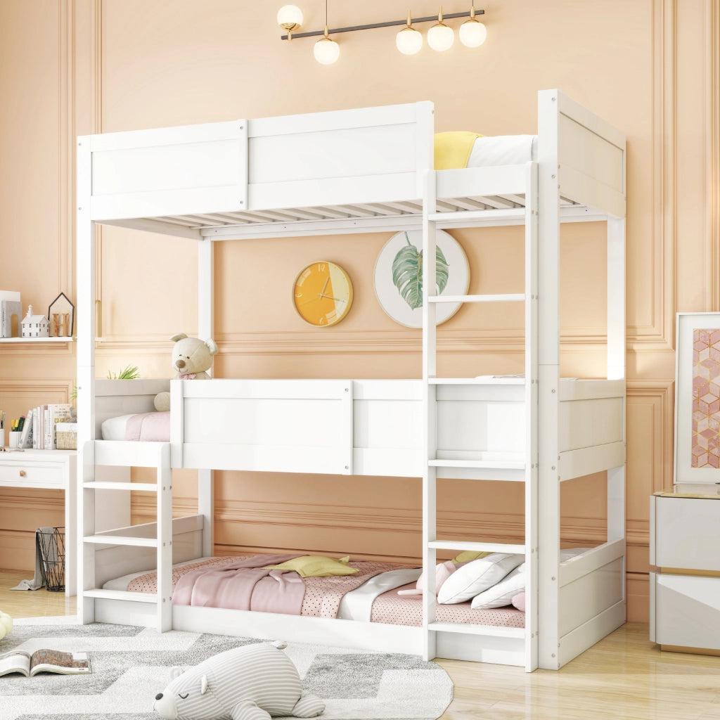 LETTO a castello triplo 90x200 cm in legno bianco